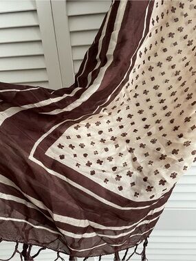Urban Outfitters Cooperative 100% Silk Playing Card Motif Fringe Scarf - Large